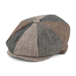 Multi-Coloured Kids Herringbone Patch Newsboy Cap